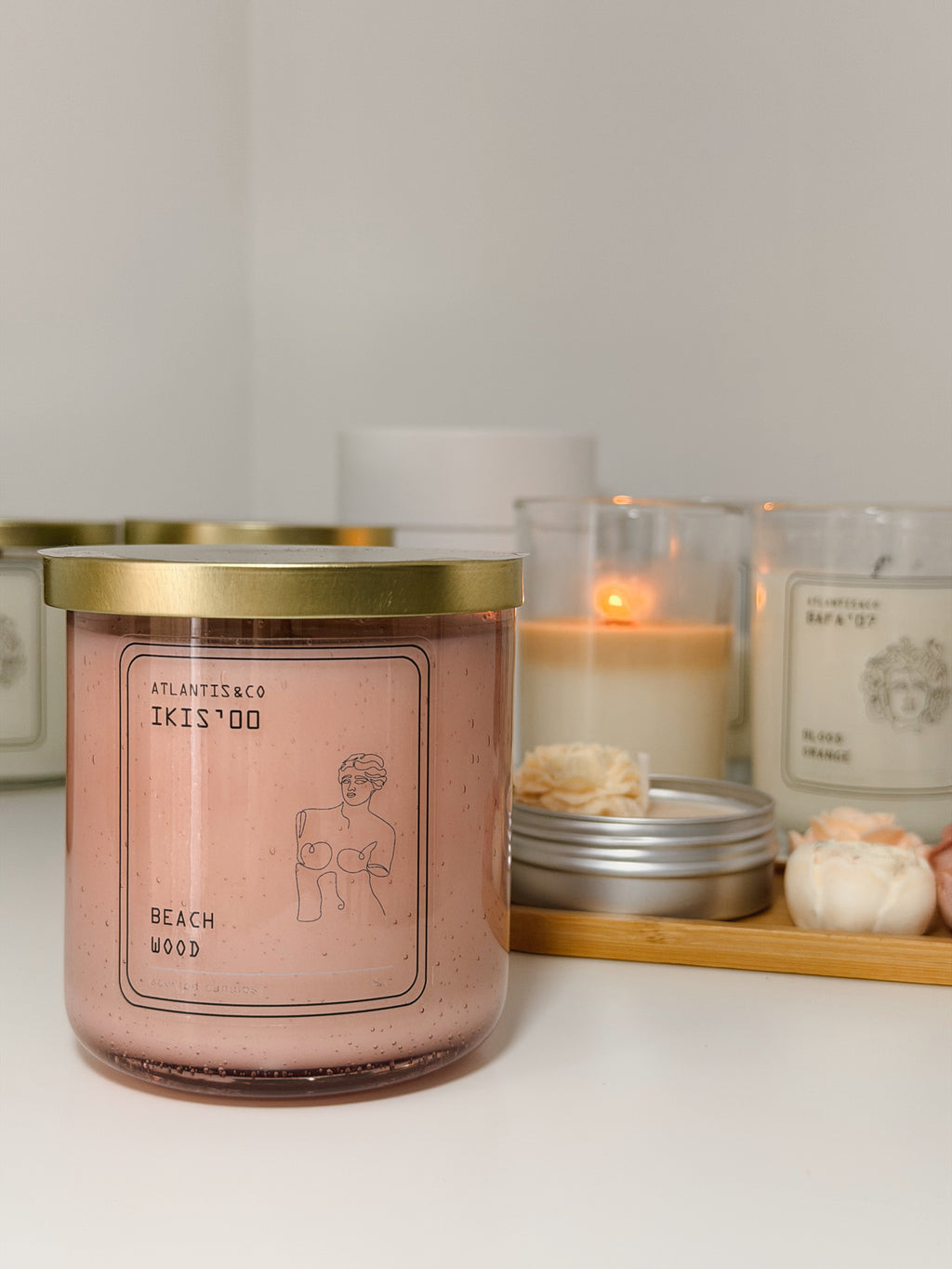 PINK BUBBLE BEACH WOOD CANDLE